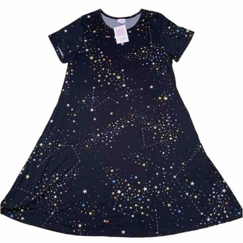 LuLaRoe Womens Dress Size 3XL Jessie Stars Constellations‎ Space Science NWT
